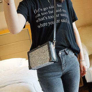 Glittered Faux-leather Shoulder Bag