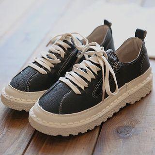 Side Zip Low Heel Lace Up Shoes