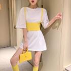 Elbow-sleeve T-shirt Dress / Sleeveless Knit Top