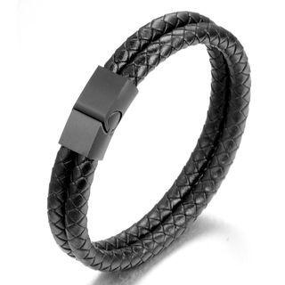 Steel Buckled Double Woven Cord Bracelet