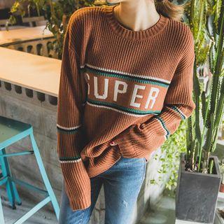 Super Printed Rib-knit Loose-fit Sweater