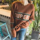 Super Printed Rib-knit Loose-fit Sweater