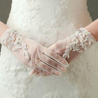 Faux Pearl Wedding Gloves