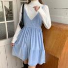 Turtleneck Long Sleeve T-shirt / Spaghetti Strap Dress