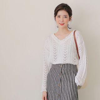 Eyelet-laced Knit Top