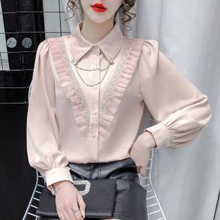 Chain Strap Lace Trim Shirt