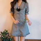 Short-sleeve Houndstooth Mini Shirtdress