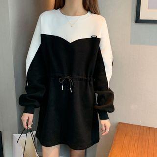 Two Tone Mini Sweatshirt Dress