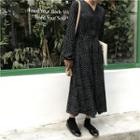 Dotted V-neck Long-sleeve Dress As Shown In Figure - One Size