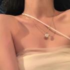 Gemstone Floral Necklace Gold - One Size