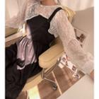 Long-sleeve Lace Shawl / Plain Sleeveless Dress