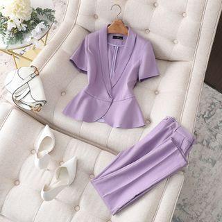 Short-sleeve Peplum Jacket / Pencil Skirt / Dress Pants
