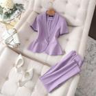 Short-sleeve Peplum Jacket / Pencil Skirt / Dress Pants