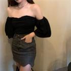 Off-shoulder Puff-sleeve Crop Blouse