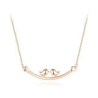 925 Sterling Silver Plated Rose Gold Simple Fashion Double Bird Geometric Necklace Rose Gold - One Size