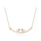 925 Sterling Silver Plated Rose Gold Simple Fashion Double Bird Geometric Necklace Rose Gold - One Size