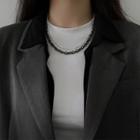 Layered Alloy Necklace Necklace - Silver & Black - One Size