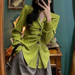 Ribbed Shirred Shirt