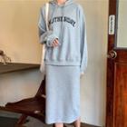 Set: Lettering Hoodie + Midi Pencil Skirt Sweatshirt - One Size / Skirt - One Size