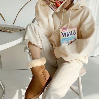 Fleece-lined Kangaroo Hoodie Cream - One Size