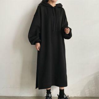 Side Slit Midi Hoodie Dress