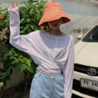 Lace-up Long-sleeve T-shirt White - One Size