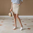 Band-waist Zip-front Mini Skirt