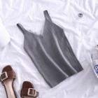 Lace Trim Knit Camisole Gray - One Size