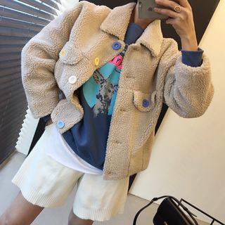 Fleece Loose-fit Cropped Jacket As Shown In Figure - One Size