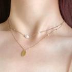 Faux Pearl Alloy Pendant Layered Choker Necklace 0850a - Necklace - Gold - One Size