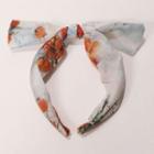 Print Bow Fabric Headband White - One Size