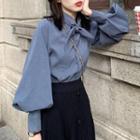 Puff Sleeve Knot Front Shirt
