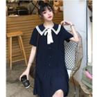 Short-sleeve Chiffon Mini Pleated Dress
