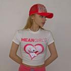 Cat Heart-printed Cropped T-shirt