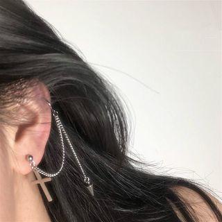 Cross Hoop Earring / Clip-on Earring