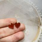 Alloy Heart Earring 1 Pair - Bean Red - One Size