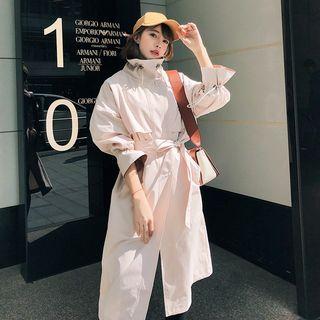 Color Panel Long Sleeve Trench Coat