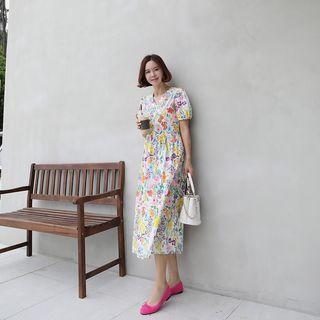 Floral Long Empire Dress Ivory - One Size