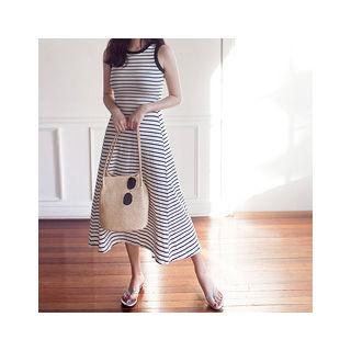 Sleevless Stripe A-line Maxi Dress