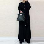 Long Sleeve Round Neck Shirt Dress Black - M