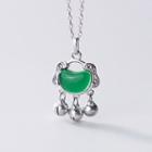 925 Sterling Silver Crystal Pendant Necklace Green & Silver - One Size