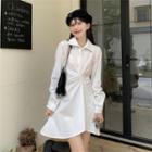 Shirred Mini A-line Shirtdress White - One Size