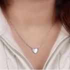 Heart Shell Pendant Alloy Necklace With Gift Box - 1 Pc - Silver - One Size
