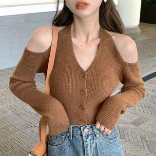 Halter-neck Off-shoulder Cardigan