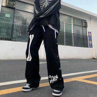 Graphic Print Baggy Jeans
