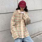 Plaid Polo Cardigan As Shown In Figure - One Size