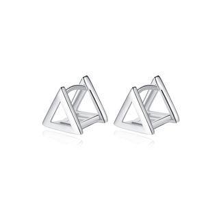 Sterling Silver Simple Fashion Hollow Geometric Triangle Stud Earrings Silver - One Size