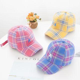 Plaid Embroidered Letter A Baseball Cap