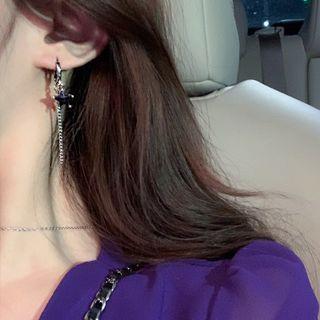 Rabbit Alloy Asymmetrical Dangle Earring 1 Pair - Silver - One Size