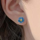 Flower Sterling Silver Earring 1 Pair - Blue & Yellow - One Size
